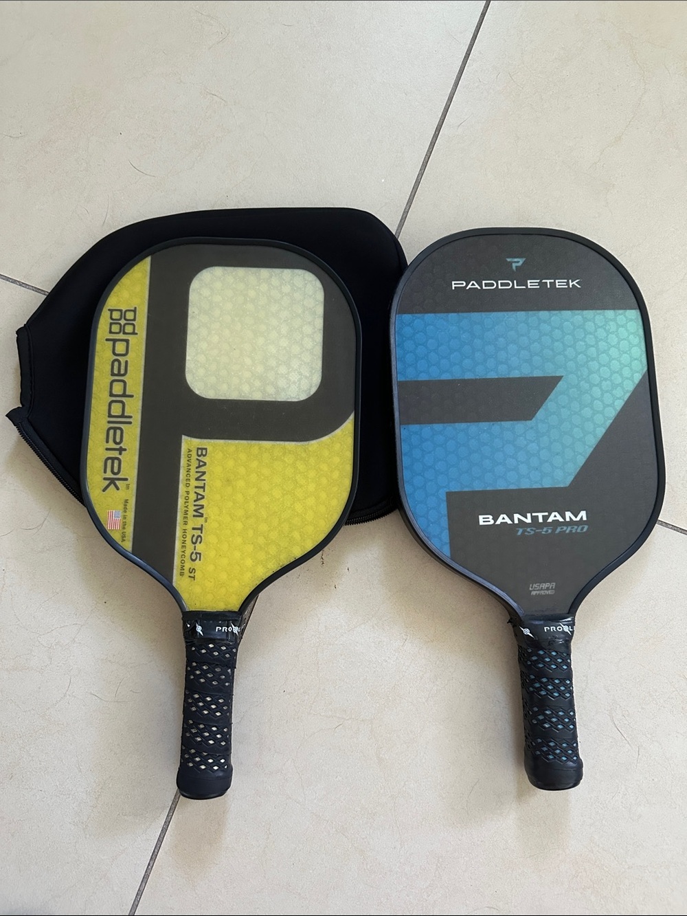 PaddleTek Bantam Pickleball Paddle Set - Blue & Yellow